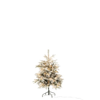 Árbol de Navidad artificial cubierto de nieve con 120 LED verdes de plástico H.120 cm