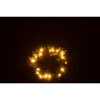 Corona artificial de 20 leds metálicos verdes D.40 cm