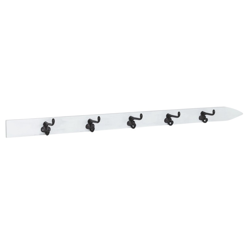 Perchero de esquí de 5 ganchos de madera blanca de 102x10.3x6.2 cm Perchero de esquí de 5 ganchos de madera blanca de 102x10.3x6.2 cm