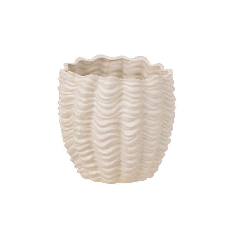 Cache-pot en céramique beige 21x21x21 cm