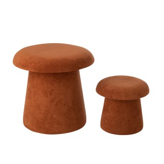 Lote de 2 taburetes de madera marrón con forma de seta H.60 y 37,5 cm