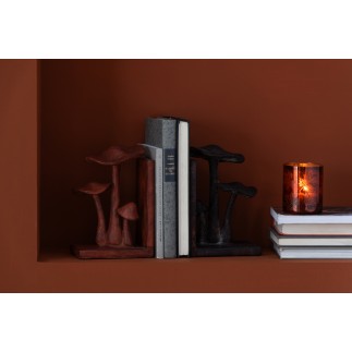 Set de 2 serre-livres champignon en polyrésine marron 30.5x27x4.5 cm