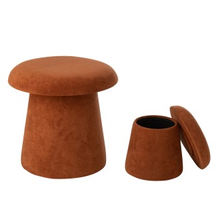 Set di 2 sgabelli a fungo in legno marrone H.60 e 37,5 cm