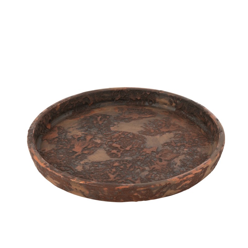 Pires para vaso redondo em cerâmica castanha D.40 cm Pires para vaso redondo em cerâmica castanha D.40 cm