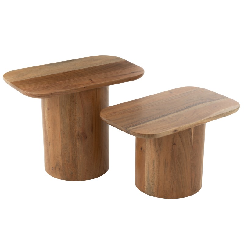 Ensemble de 2 tables d'appoint en bois d'acacia H.37 et 47 cm Ensemble de 2 tables d'appoint en bois d'acacia H.37 et 47 cm