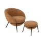 Fauteuil de salon et repose-pieds en tissu marron 72x75x70 cm Fauteuil de salon et repose-pieds en tissu marron 72x75x70 cm