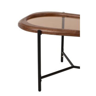 Mesa de centro irregular em vidro multicolorido 118x48x40 cm