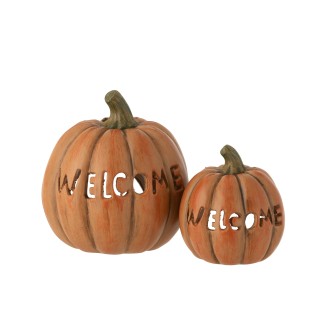 Citrouille welcome en céramique marron 15x15x16.5 cm

