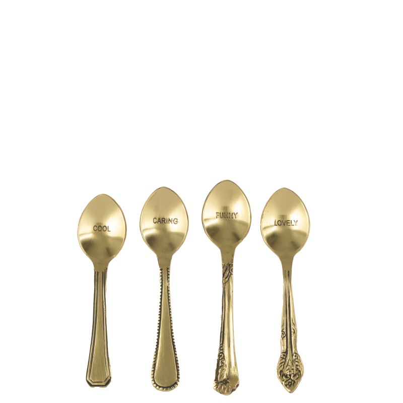 Scatola di 4 cucchiai in ottone dorato L.14 cm Scatola di 4 cucchiai in ottone dorato L.14 cm