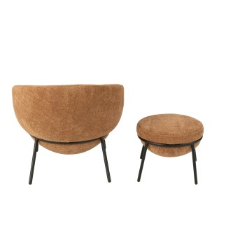 Fauteuil de salon et repose-pieds en tissu marron 72x75x70 cm