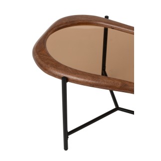 Mesa de centro irregular em vidro multicolorido 118x48x40 cm