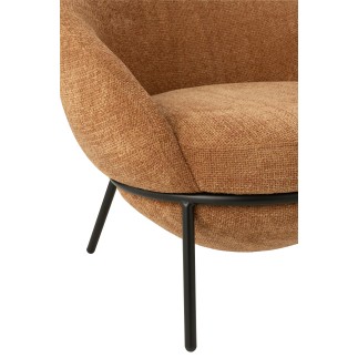 Sillón y reposapiés de tela marrón 72x75x70 cm