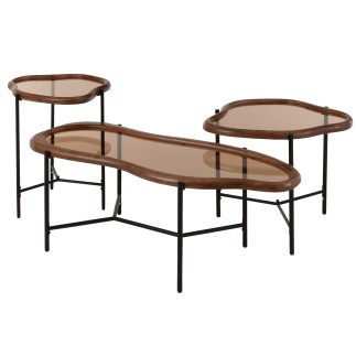 Table basse irrégulière en verre multicolore 118x48x40 cm