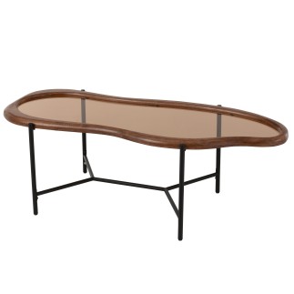 Mesa de centro irregular em vidro multicolorido 118x48x40 cm