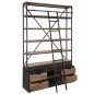 Scaffale con cassetti in legno e metallo naturale 160x45x243cm Scaffale con cassetti in legno e metallo naturale 160x45x243cm