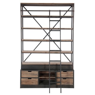 Scaffale con cassetti in legno e metallo naturale 160x45x243cm