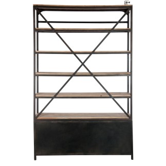 Scaffale con cassetti in legno e metallo naturale 160x45x243cm