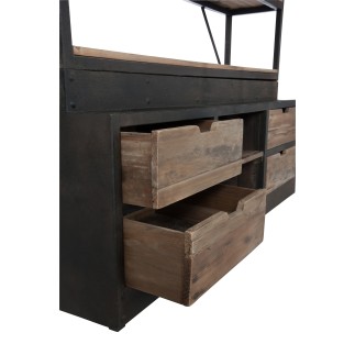 Scaffale con cassetti in legno e metallo naturale 160x45x243cm