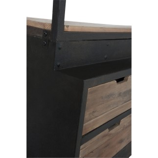Scaffale con cassetti in legno e metallo naturale 160x45x243cm