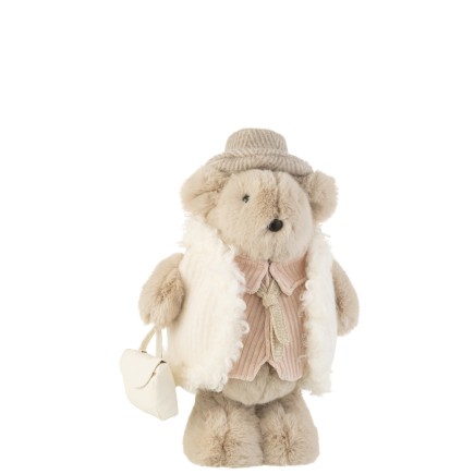 Orso con borsa a mano in beige 25x19x41 cm