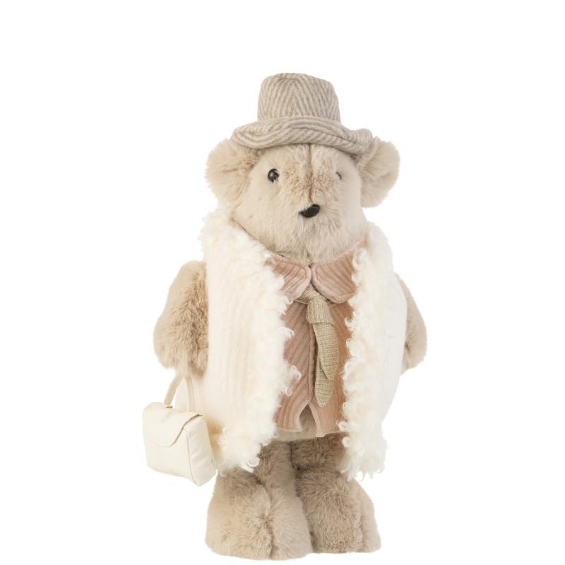 Orso con borsa a mano in beige 23x17x36 cm