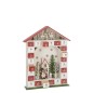 Calendrier de l'Avent maison avec led en bois blanc 31x7x40 cm