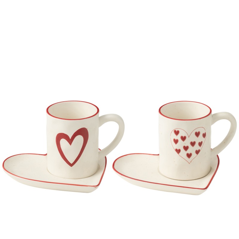 Mug avec soucoupe coeur en porcelaine blanche 16.5x16x10.2 cm Mug avec soucoupe coeur en porcelaine blanche 16.5x16x10.2 cm
