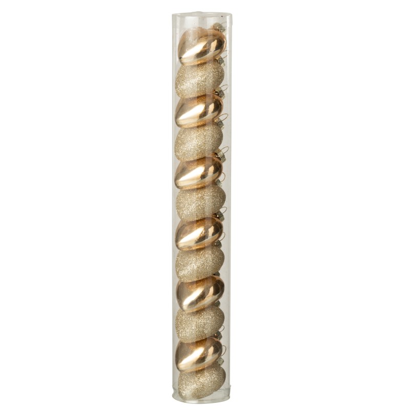 Boite de 12 coeur en plastique doré D.4 cm