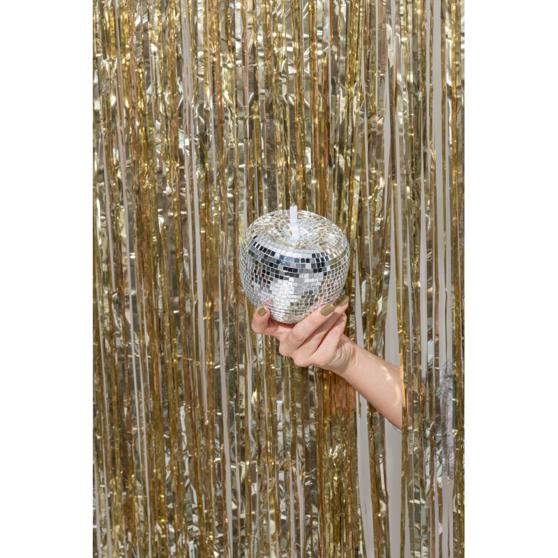 Pomme miroir en plastique argenté 7.8x7.8x9.5 cm