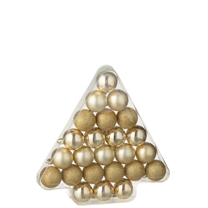 Boite de 24 boules de Noël en plastique doré D.4 cm Boite de 24 boules de Noël en plastique doré D.4 cm