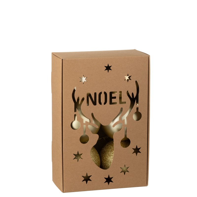 Boite de 6 boules de Noël en plastique doré D.8 cm Boite de 6 boules de Noël en plastique doré D.8 cm