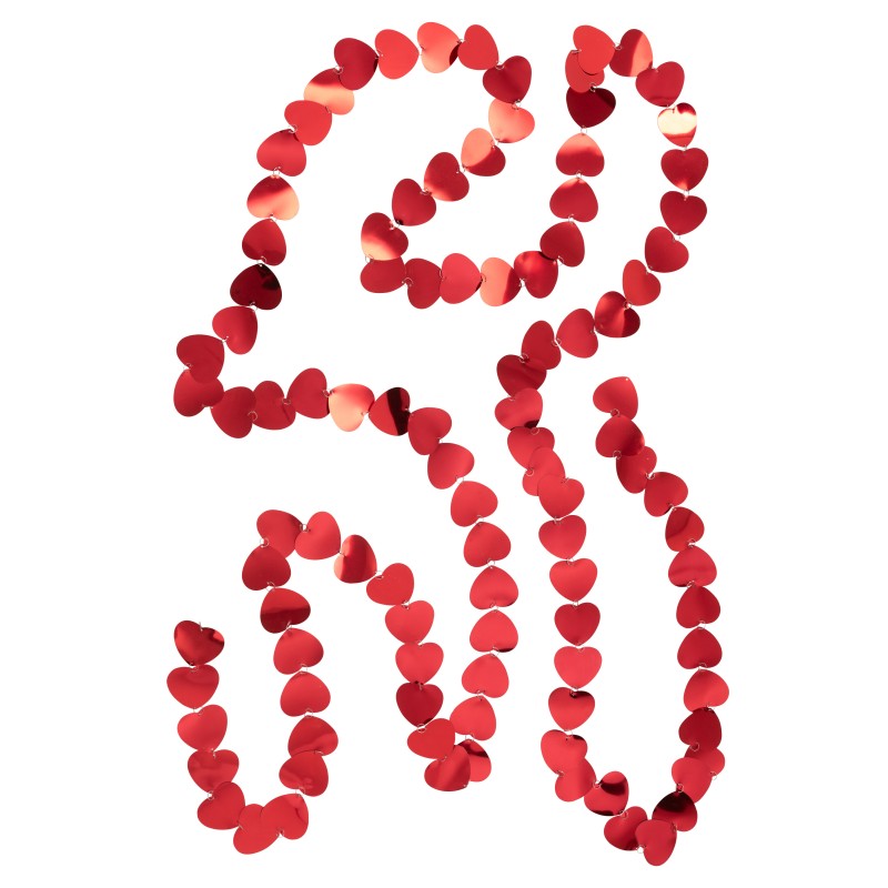 Guirnalda de corazones de plástico rojo L.7 m Guirnalda de corazones de plástico rojo L.7 m