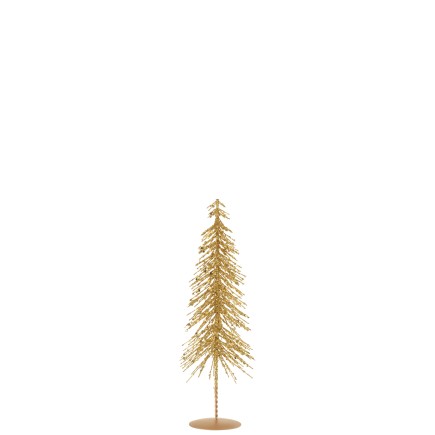 Sapin de Noël décoratif en plastique doré 10x10x32 cm