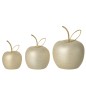 Set de 3 pommes décoratives en porcelaine doré D. 7 à 11.5 cm