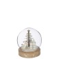 Boule de Noël à led en verre et bois D.10 cm
