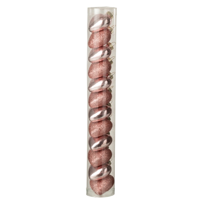 Scatola di 12 luci pendenti a forma di cuore in rosa-verde D.4 cm Scatola di 12 luci pendenti a forma di cuore in rosa-verde D.4 cm