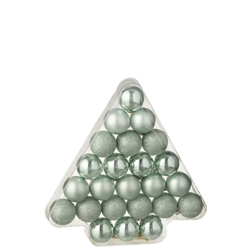 Boite de 24 boules de Noël en plastique vert D.4 cm Boite de 24 boules de Noël en plastique vert D.4 cm