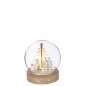 Adorno navideño de cristal y madera con led D.10 cm Adorno navideño de cristal y madera con led D.10 cm