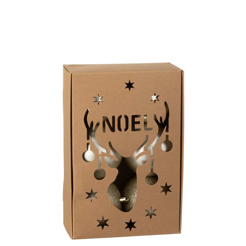 Boite de 6 boules de Noël en plastique beige D.8 cm Boite de 6 boules de Noël en plastique beige D.8 cm
