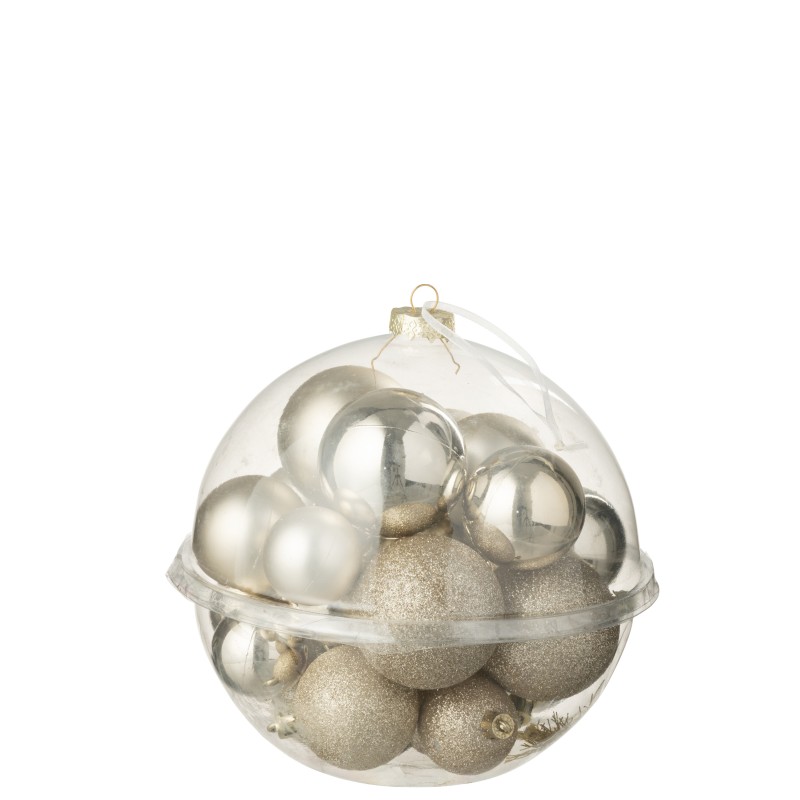 Boite de 24 boules de Noël en plastique beige D.4 à 6 cm Boite de 24 boules de Noël en plastique beige D.4 à 6 cm