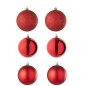 Boite de 6 boules de Noël en plastique rouge D.8 cm Boite de 6 boules de Noël en plastique rouge D.8 cm