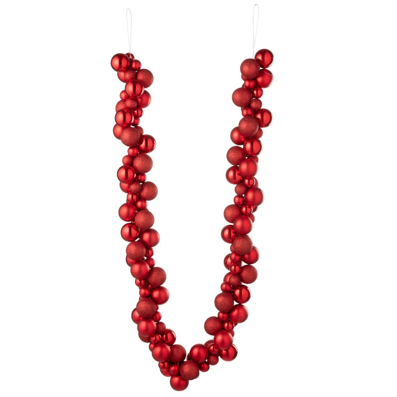 Guirlande de boules de Noël en plastique rouge 160x10x10 cm Guirlande de boules de Noël en plastique rouge 160x10x10 cm