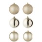 Boite de 6 boules de Noël en plastique beige D.8 cm Boite de 6 boules de Noël en plastique beige D.8 cm