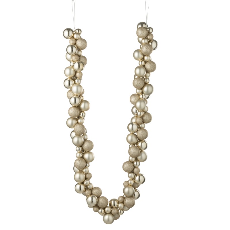 Guirlande de boules de Noël en plastique beige 160x10x10 cm Guirlande de boules de Noël en plastique beige 160x10x10 cm