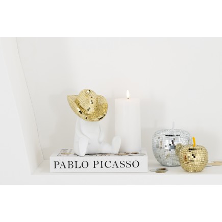 Pomme décorative à facette doré 11.5x11.5x12.3 cm