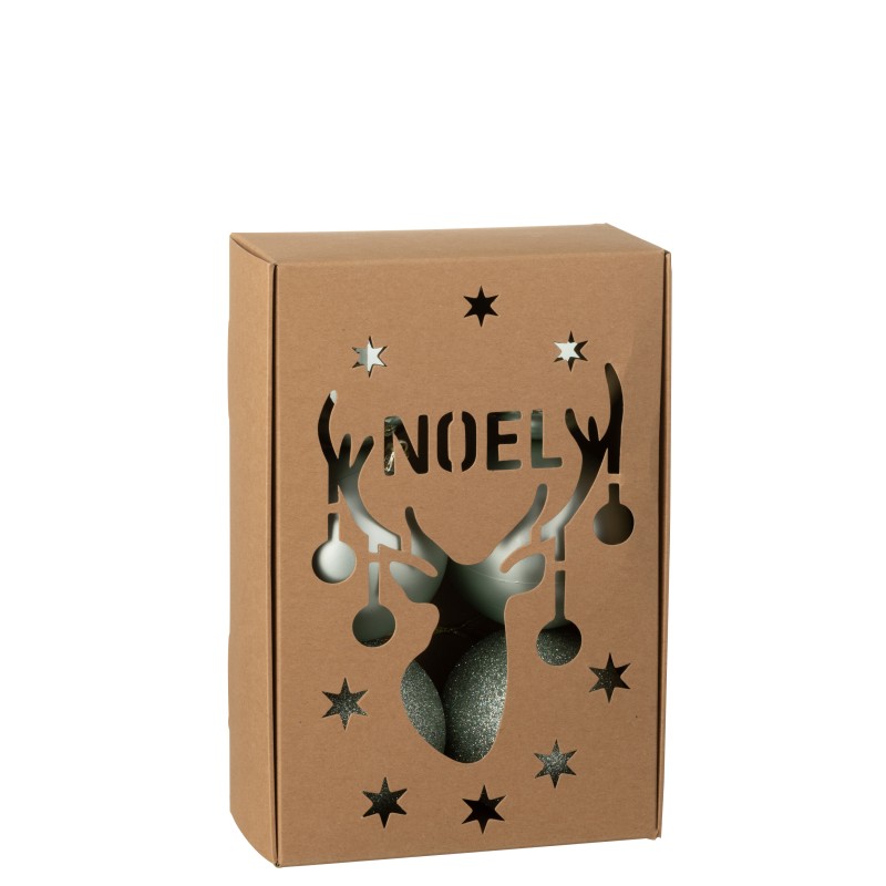Boite de 6 boules de Noël en plastique vert D.8 cm Boite de 6 boules de Noël en plastique vert D.8 cm