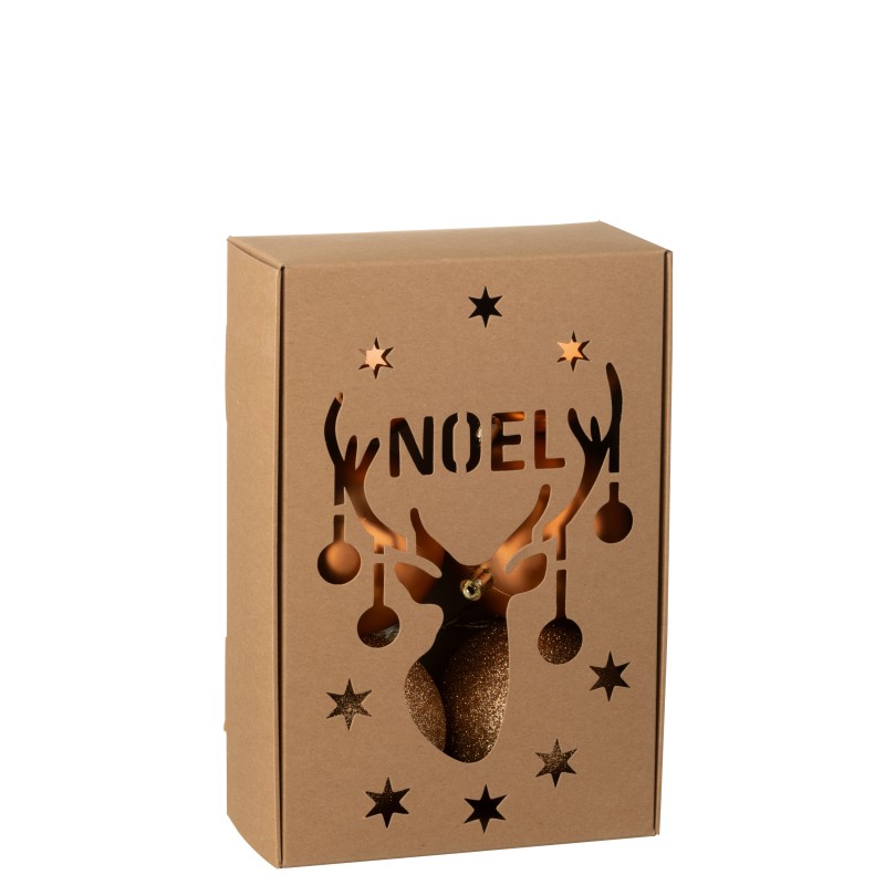 Boite de 6 boules de Noël en plastique doré D.8 cm Boite de 6 boules de Noël en plastique doré D.8 cm