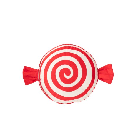 Coussin bonbon en polyester rouge 45x45x15 cm