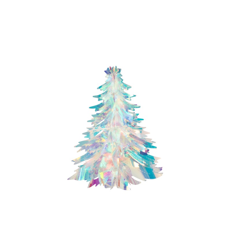 Sapin de Noël à suspendre en platique irisé 29x29x33 cm