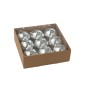 Scatola di 9 ornamenti natalizi in plastica argentata D.10 cm Scatola di 9 ornamenti natalizi in plastica argentata D.10 cm
